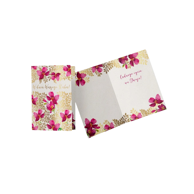 Karnet ślubny ozdobny kolorowy w kwiaty życzenia - 1