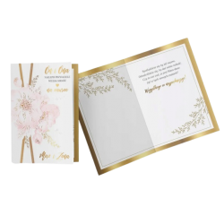Karnet ślubny kartka z życzeniami różowe kwiaty