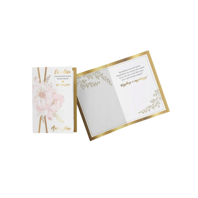 Karnet ślubny kartka z życzeniami różowe kwiaty - 1