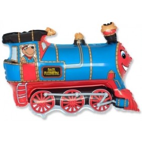 Balon foliowy Pociąg niebieski lokomotywa czerwony - 1