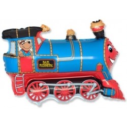 Balon foliowy pociąg niebieski lokomotywa czerwony