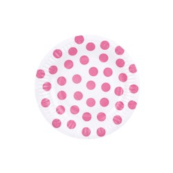 Jednorazowe talerzyki papierowe różowe kropki