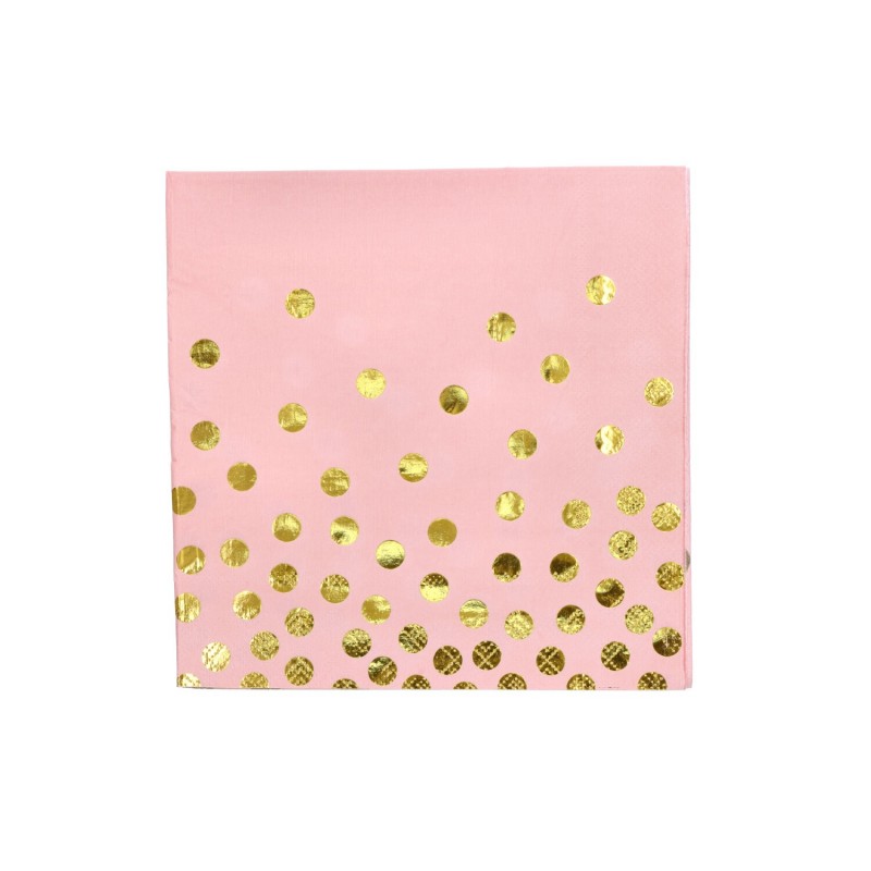 Serwetki papierowe różowe w złote kropki groszki