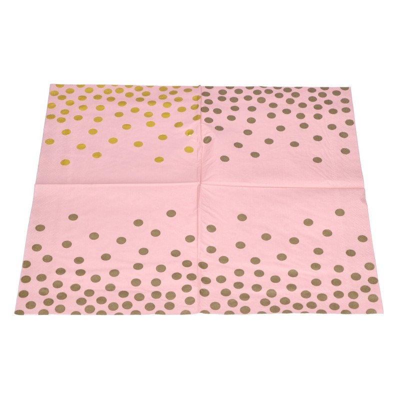 Serwetki papierowe różowe w złote kropki groszki