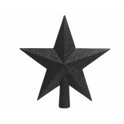 Gwiazda czubek na choinkę czarna brokatowa ozdobna