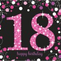 Serwetki papierowe 18 urodziny różowo-czarne 16szt - 1