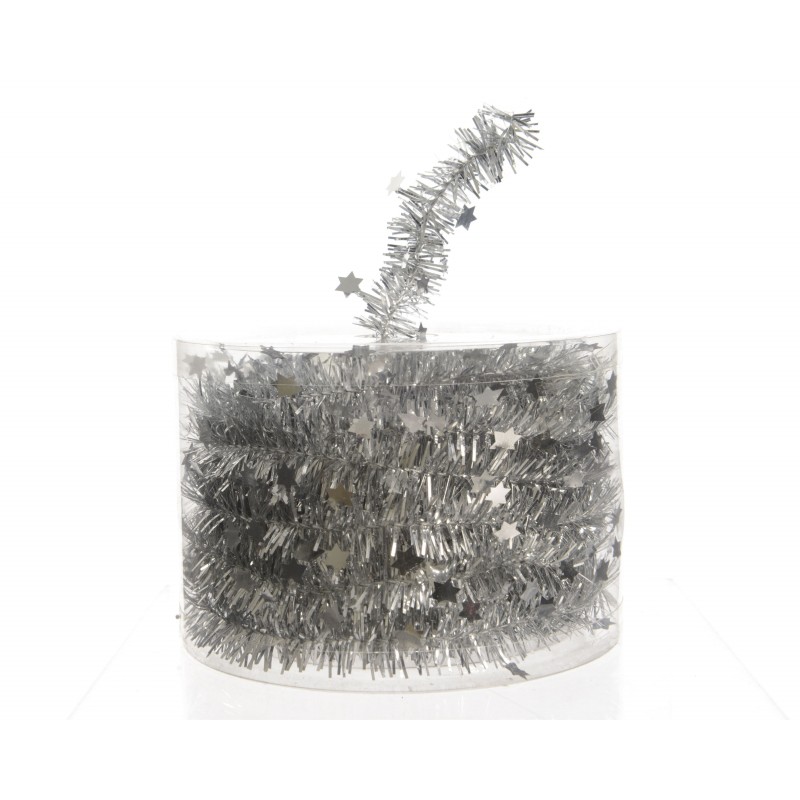 Łańcuch Girlanda na choinkę gwiazdki srebrna 3,5cm x 7m - 2