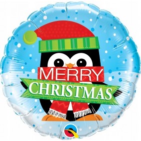 Balon foliowy 18 pingwin Merry Christmas - 1