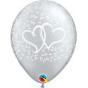 Balony lateksowe srebrne serca na ślub wesele hel - 1