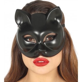 Maska kot mała z uszami czarna dla dorosłych kocia - 1