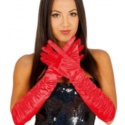 Długie Rękawiczki czerwone atłasowe rękawice