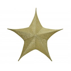 Złota gwiazda dekoracyjna świąteczna z brokatem