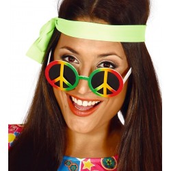 Okulary kolorowe hipisowe ze znakiem pacyfki