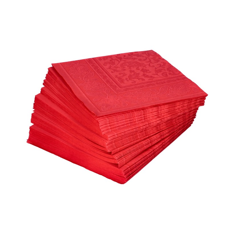 Ozdobne serwetki czerwone ornamenty 40x40 50 sztuk