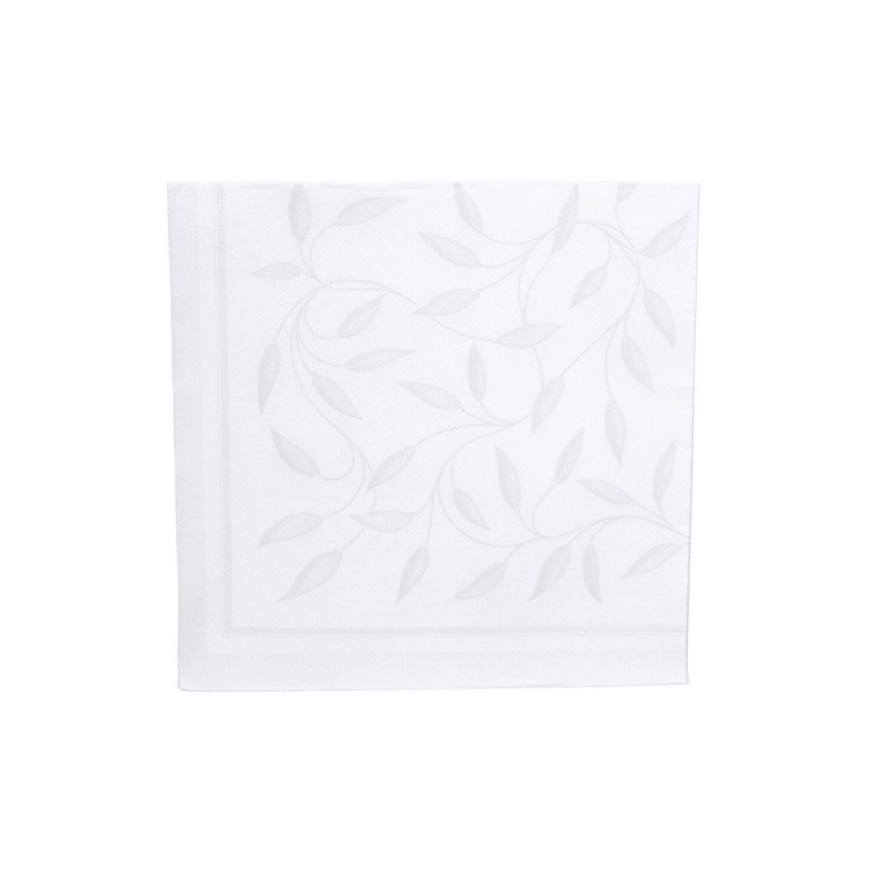 Papierowe serwetki białe ozdobne liście 50 sztuk