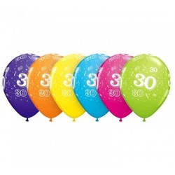 Balony lateksowe kolorowe z nadrukiem 30 urodziny