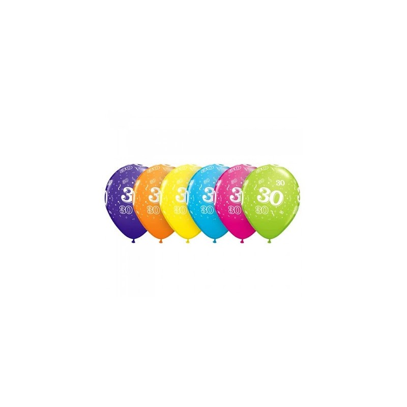 Balony lateksowe kolorowe z nadrukiem 30 urodziny - 1