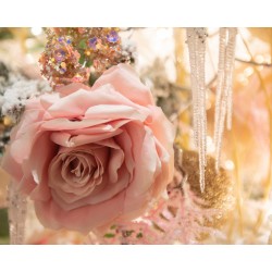 Róża kwiat sztuczna pudrowa ozdobna dekoracja - 2