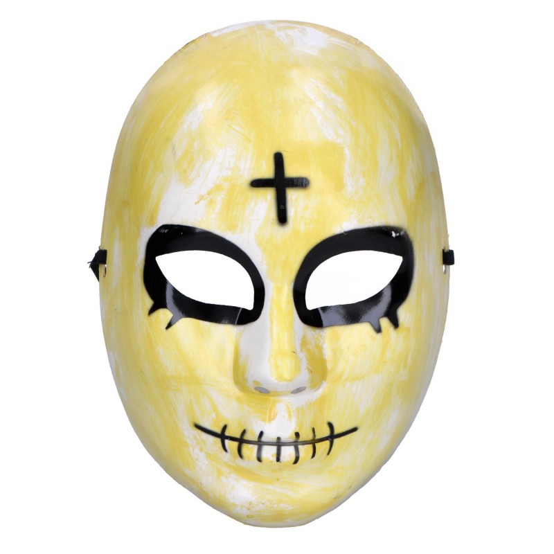 Maska żółta PVC twarz z krzyżykiem na halloween