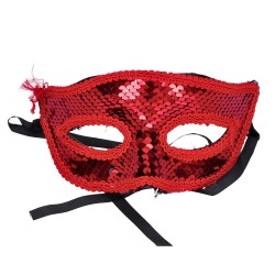 Maska karnawałowa na twarz z cekinami czerwona