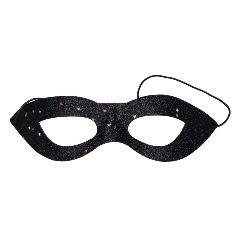 Maska karnawałowa czarna brokatowa z gwiazdkami