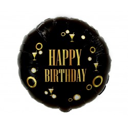 Balon foliowy urodzinowy złoty na urodziny czarny