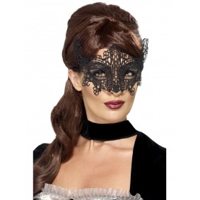 Maska na twarz ażurowa czarna karnawał glamour - 1