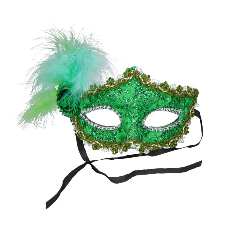 Maska zielona z piórem