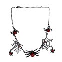 Naszyjnik czarny pajęczyna z pająkami Halloween