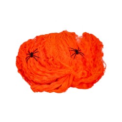 Pajęczyna z pająkami pomarańczowa halloween 60g