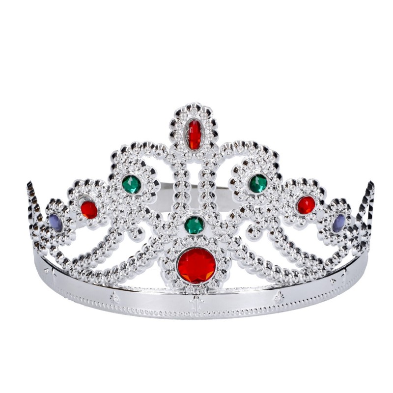 Korona królowej srebrna z kolorowymi kamieniami