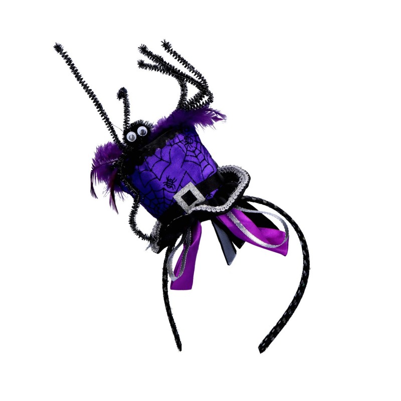 Opaska kapelusik fioletowy z pająkiem