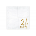 Serwetki papierowe jednorazowe 21 urodziny biały - 2