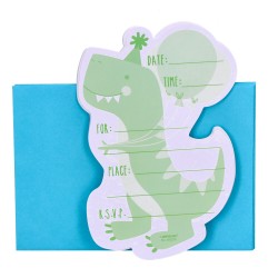 Zaproszenia z kopertą na urodziny dinozaur 8szt