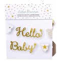 Baner złoty Hello Baby papierowy na babyshower