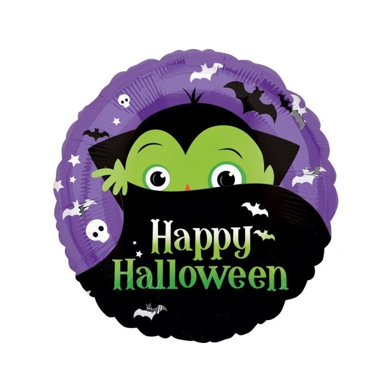 Balon foliowy fioletowy Happy Halloween Drakula - 1