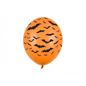 Balony lateksowe Halloween nietoperze pomarańczowe - 1