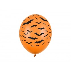Balony lateksowe Halloween nietoperze pomarańczowe - 1