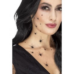 Tatuaż zmywalny czarne pająki halloween 32szt