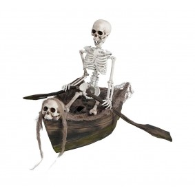 Szkielet w łodzi 37x17cm ozdoba na halloween - 1
