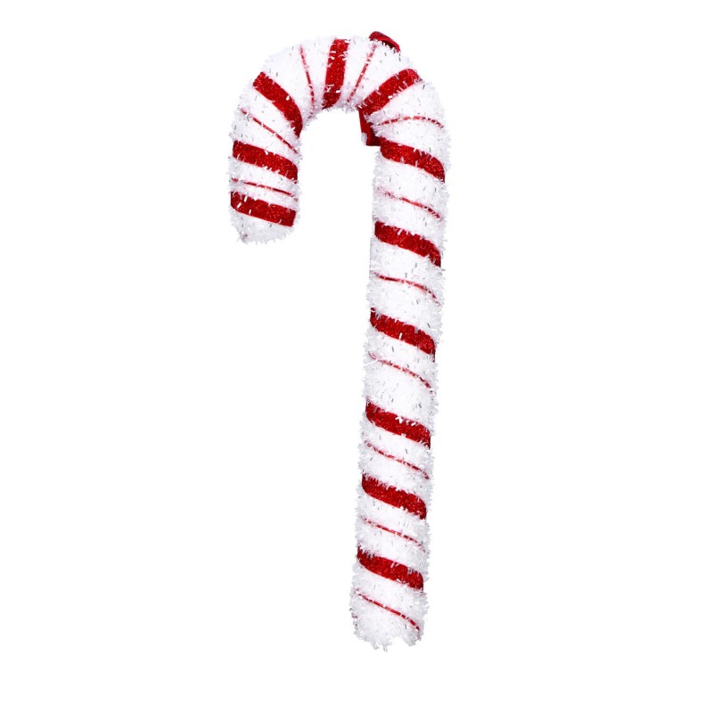 Zawieszka laska cukrowa świąteczna z brokatem biała czerwona 34cm