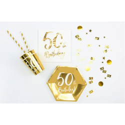 Konfetti metalizowane 50 złote urodziny dekoracja - 2