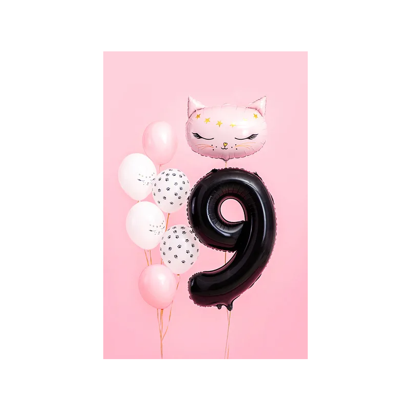 Balon foliowy cyfra 9 czarna dekoracja urodzinowa - 2