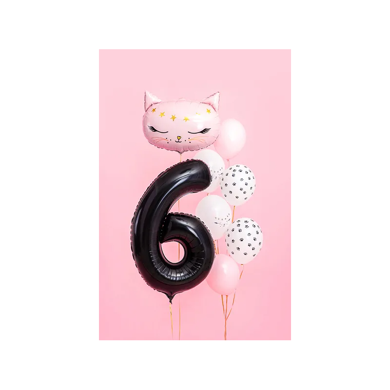 Balon foliowy cyfra 6 czarna dekoracja urodzinowa - 2