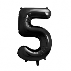 Balon foliowy cyfra 5 czarna dekoracja urodzinowa - 1