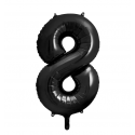 Balon foliowy cyfra 8 czarny duży dekoracyjny - 1