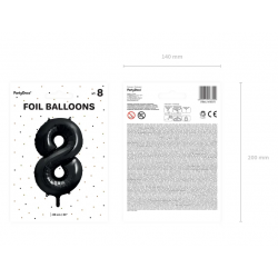 Balon foliowy cyfra 8 czarny duży dekoracyjny - 4