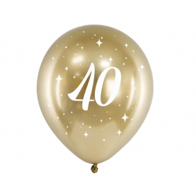 Balony lateksowe urodzinowe 40 złote metaliczne - 1