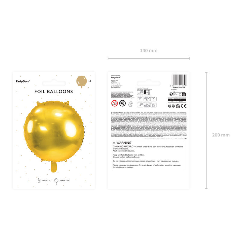 Balon foliowy okrągły pastylka złoty dekoracyjny - 5