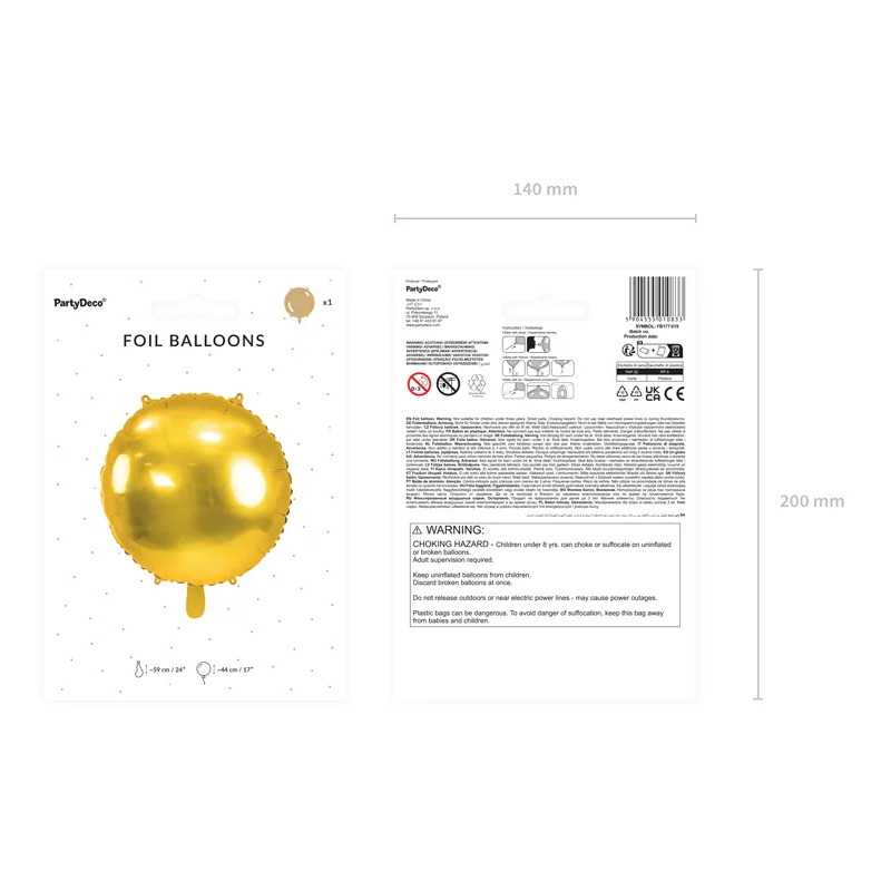 Balon foliowy okrągły pastylka złoty dekoracyjny - 3